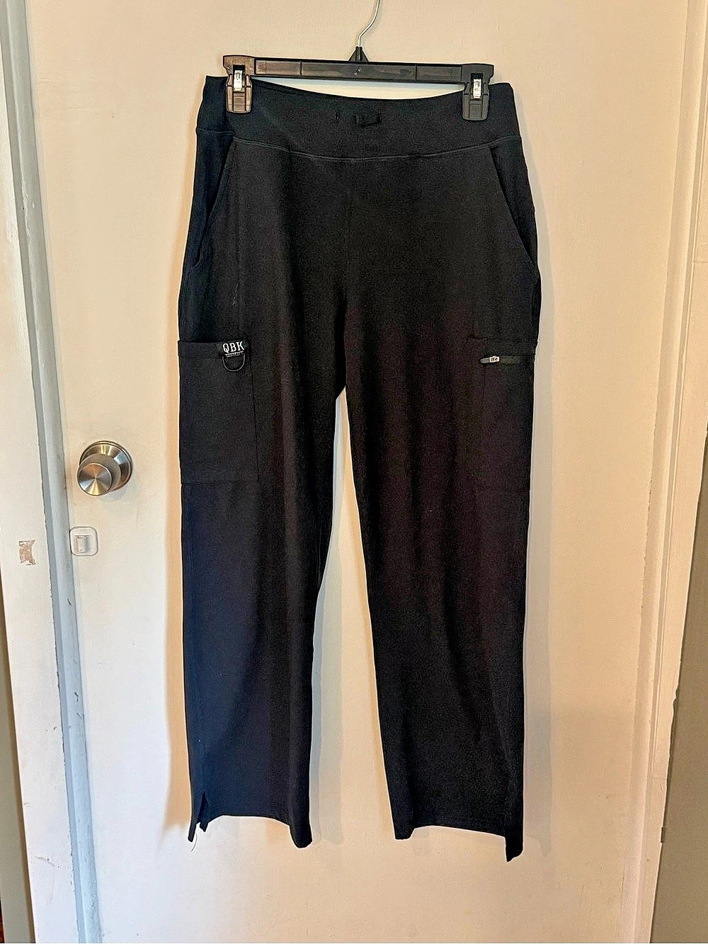 QBK High Rise Yoga Scrub Pants Black Size Large Petite